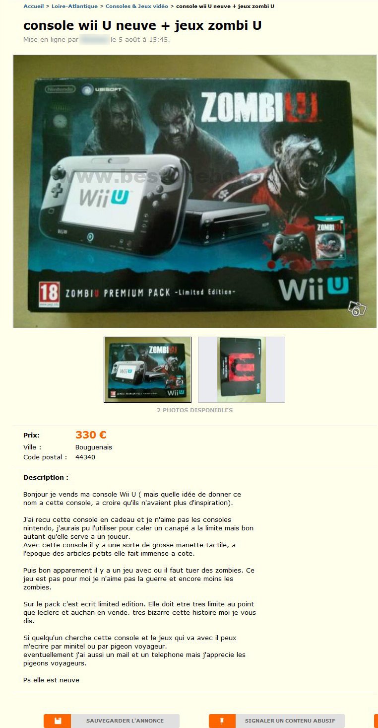 Console Wii U Neuve + Jeux Zombi U