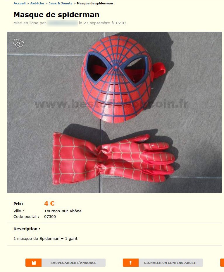 Masque de Spiderman