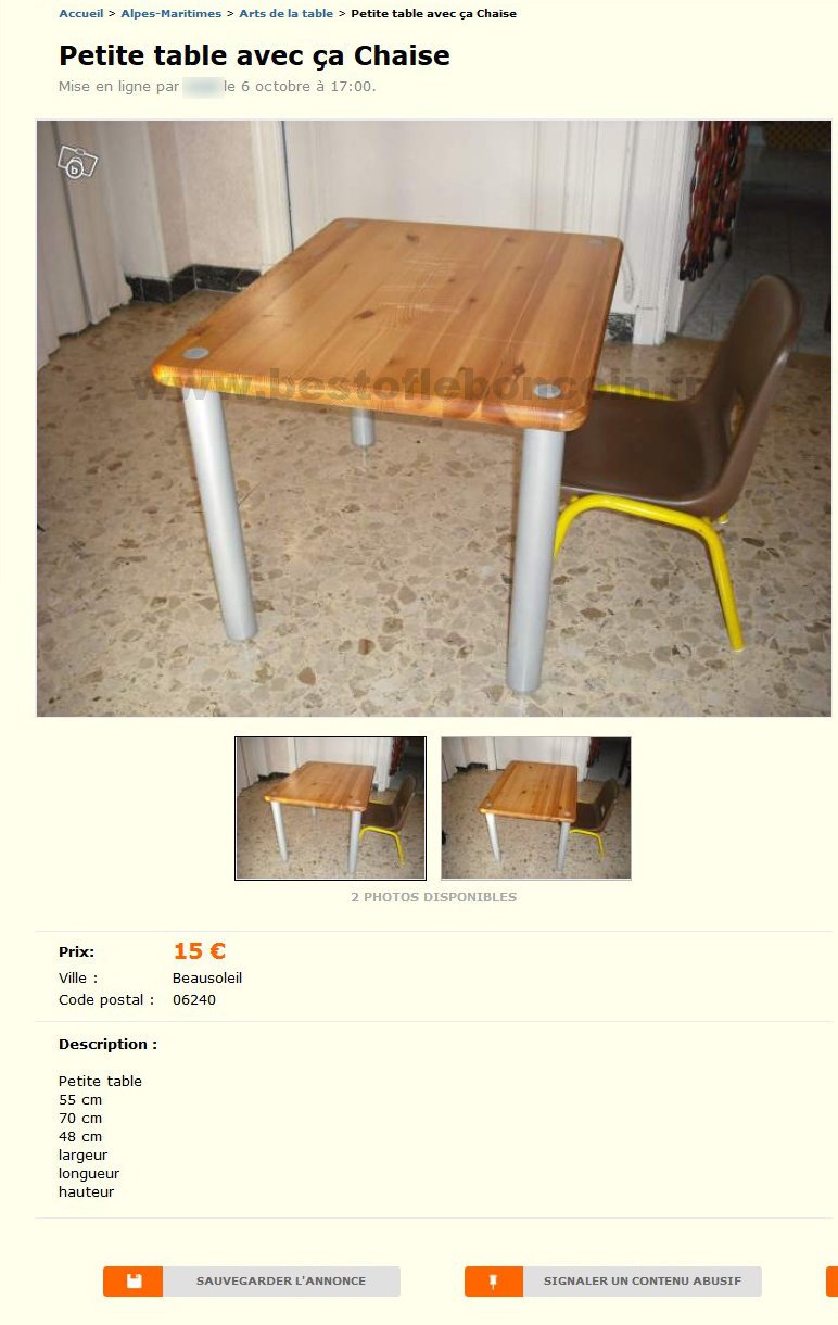 Petite Table avec ça Chaise