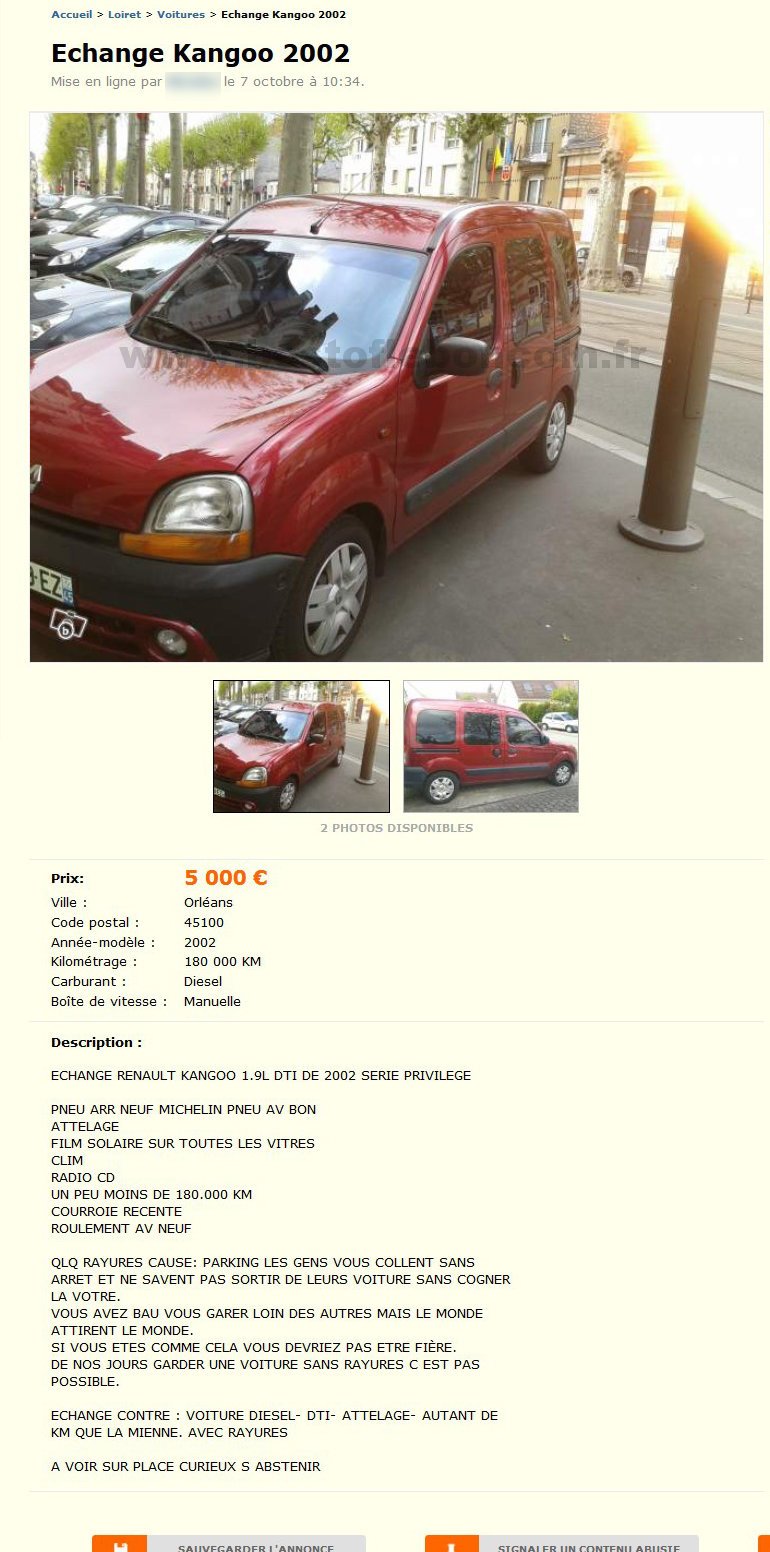 Echange Kangoo 2002