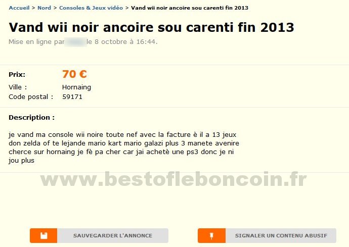 Vand Wii Noir Ancoire Sou Carenti Fin 2013