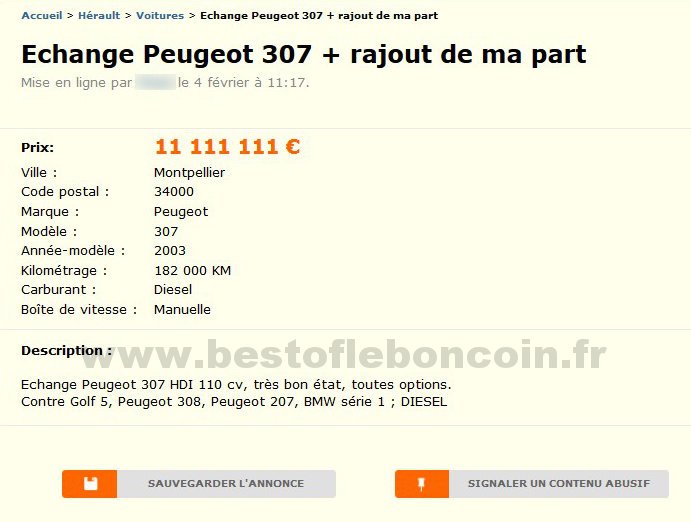 Echange Peugeot 307