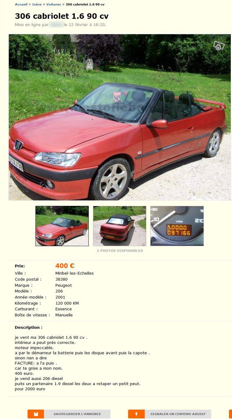 306 Cabriolet 1.6 90cv