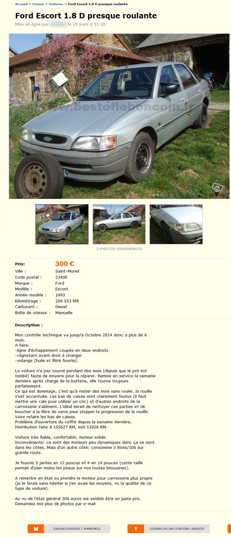 Ford Escort 1.8D (presque roulante)