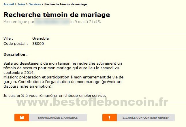 Recherche Témoin de Mariage