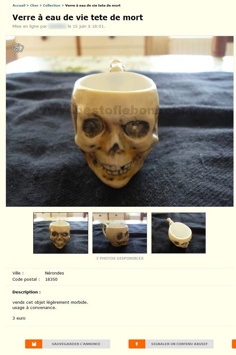 Verre à Eau de Vie Tete de Mort