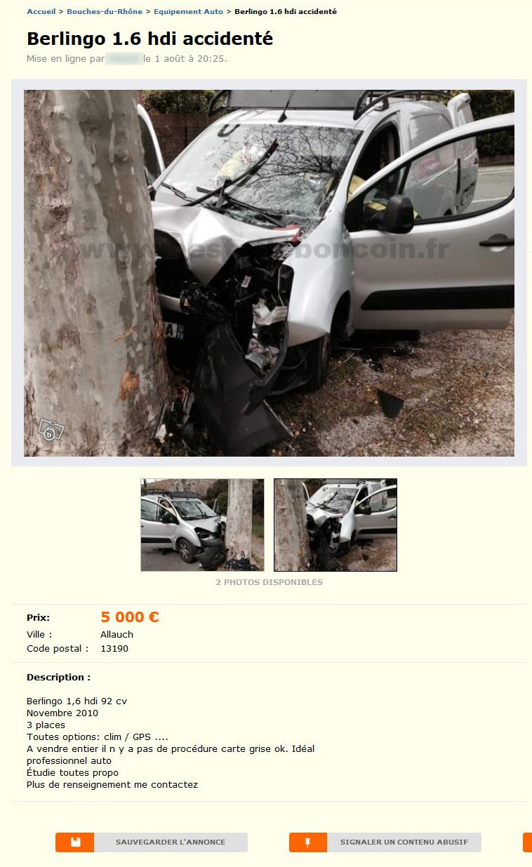 Berlingo 1.6 HDI Accidenté