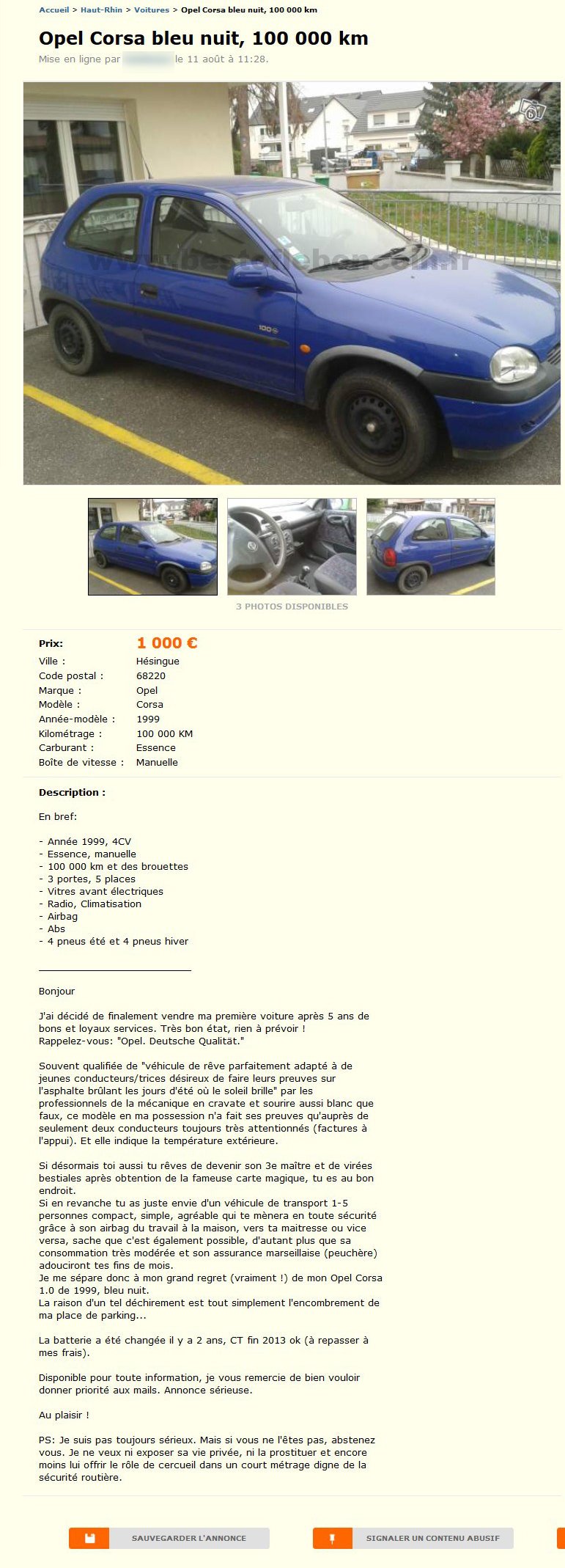 Opel Corsa Bleu Nuit