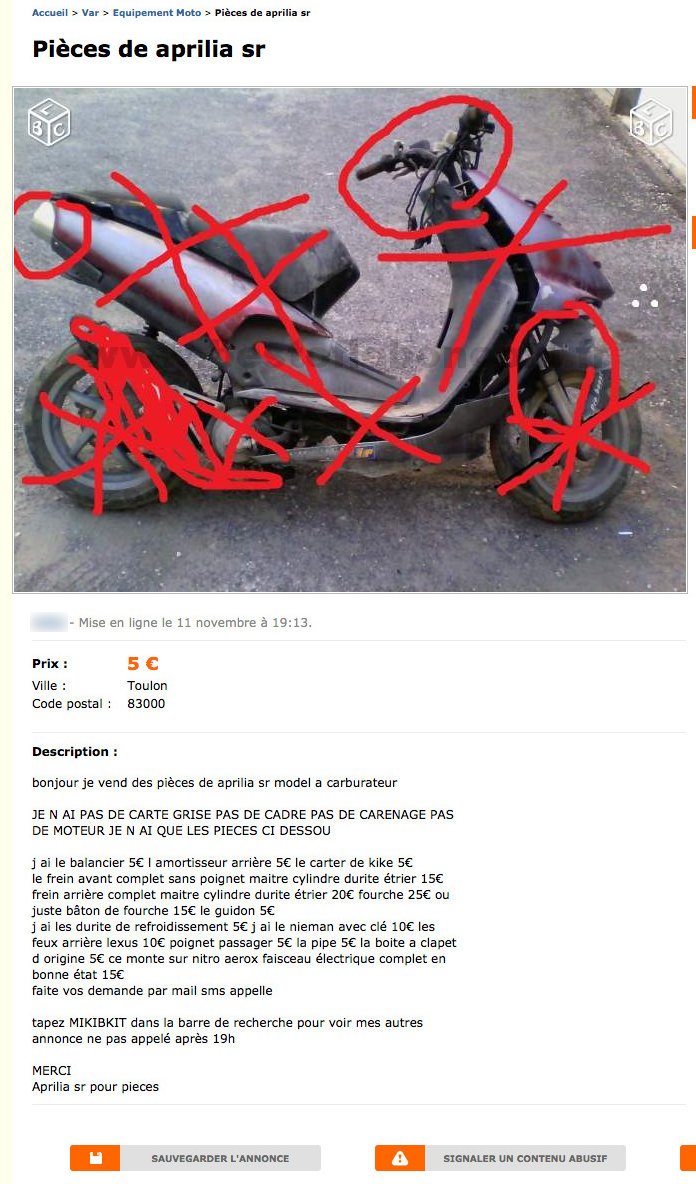 Pièces de Aprilia SR