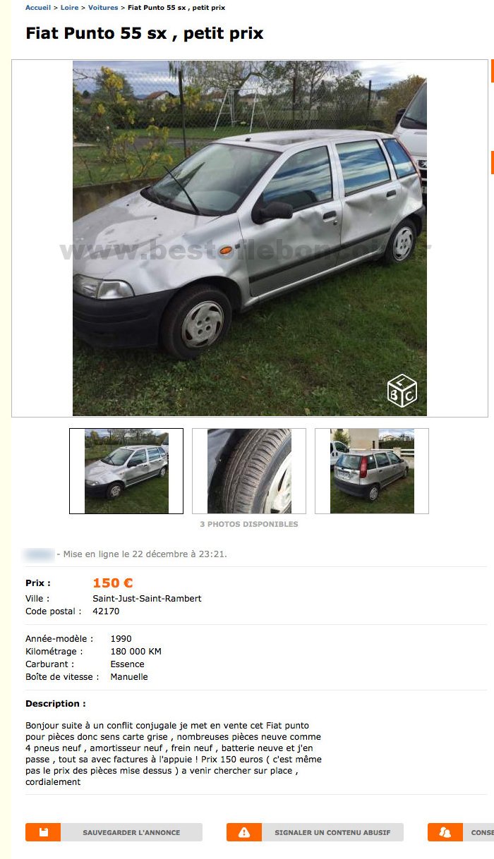 Fiat Punto 55SX petit prix