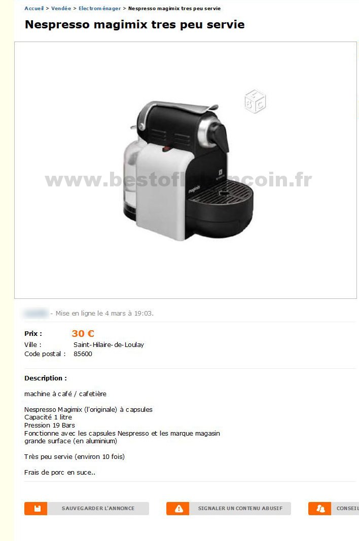 Nespresso Magimix Tres Peu Servie