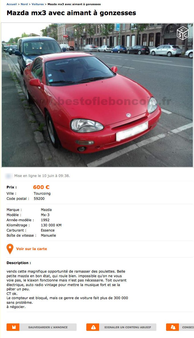 Mazda MX3 avec aimant à gonzesses