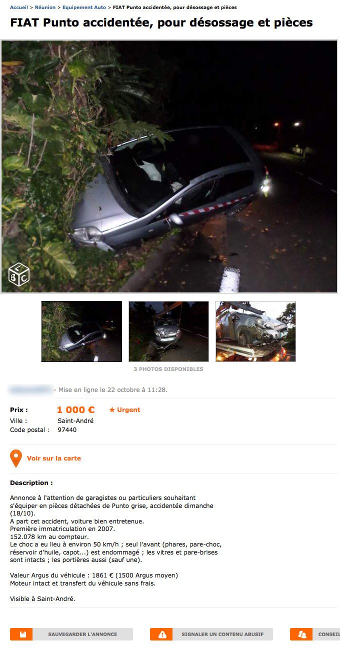 Fiat Punto Accidentée