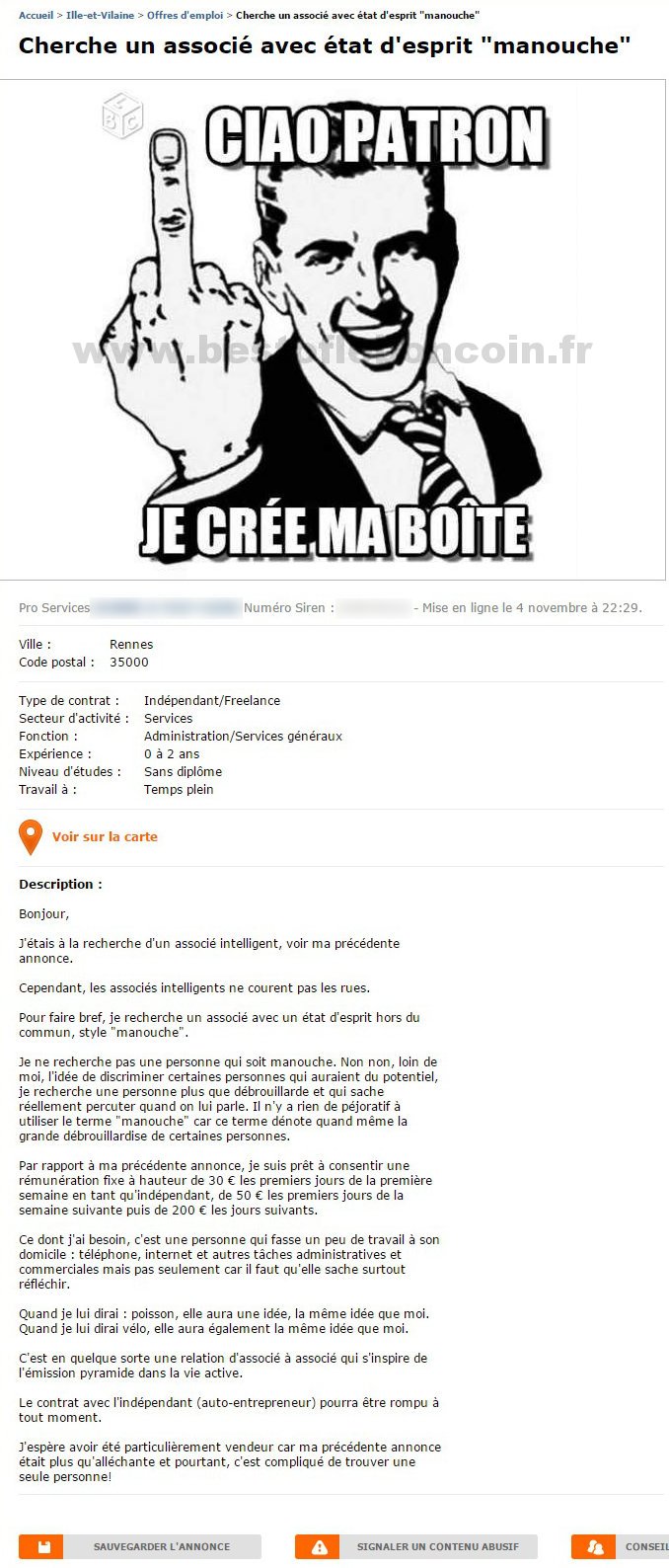 Cherche un Associé, Etat d'Esprit "Manouche"