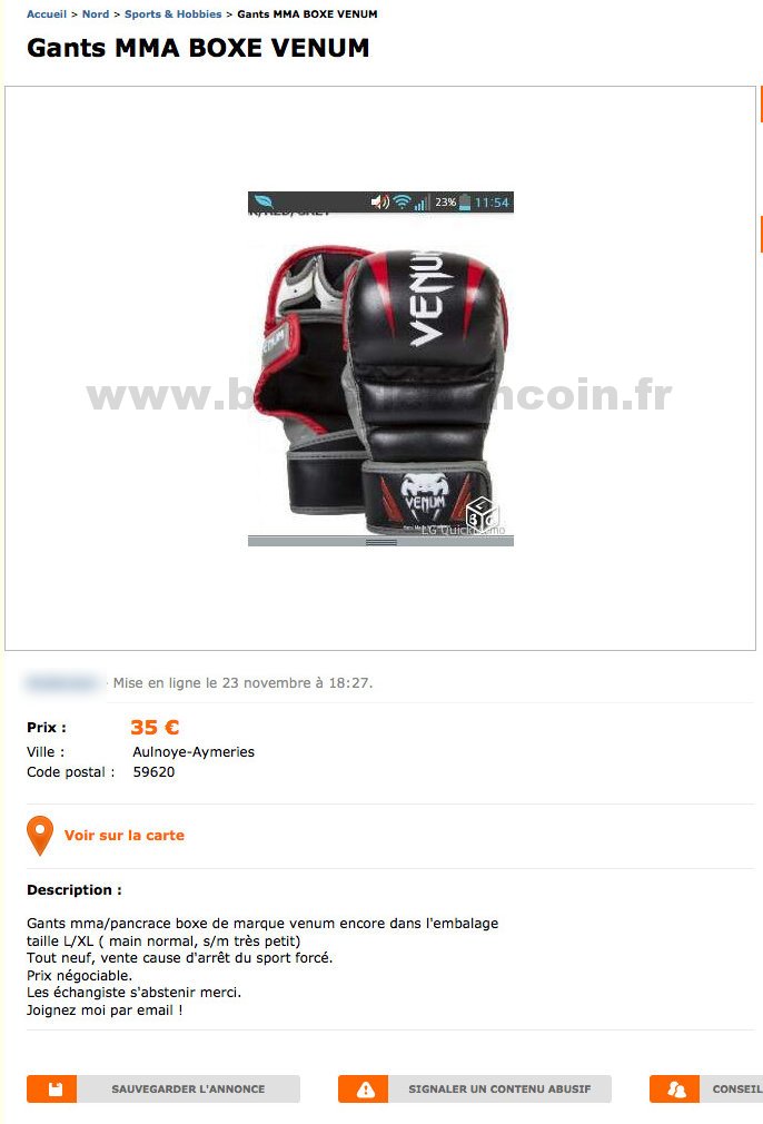 Gants MMA BOXE VENUM