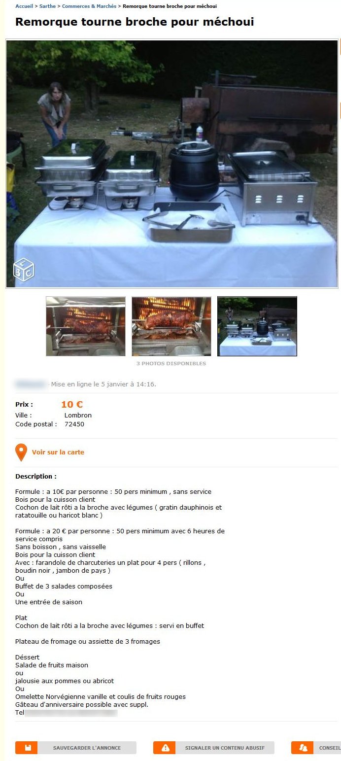 Remorque Tourne Broche pour Méchoui