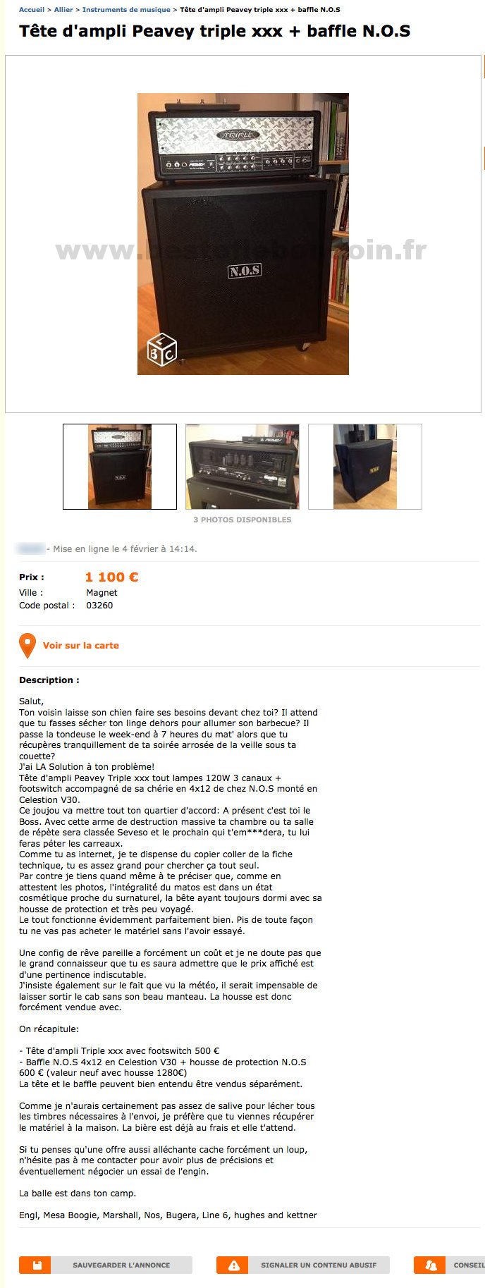 Tête d'Ampli Peavey Triple XXX