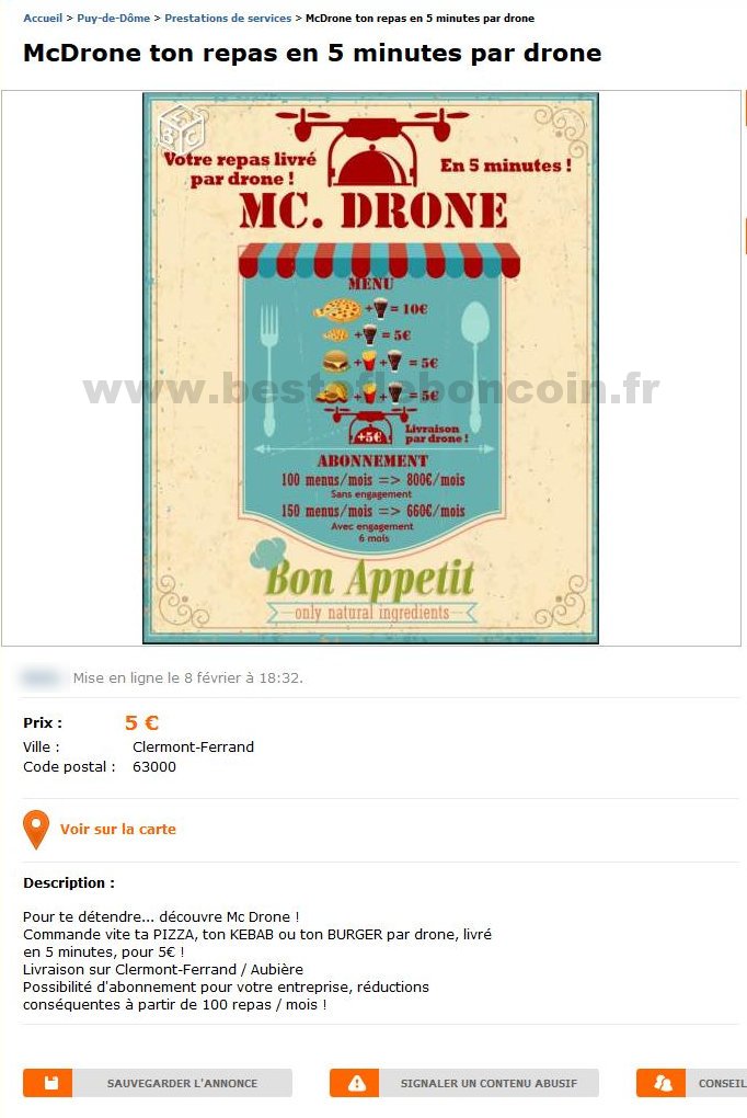 Mc Drone, ton repas en 5 minutes par drone